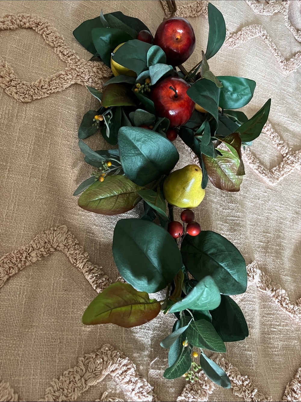 Artificial Eucalyptus Garland with Red and Yellow Fruit Accents - Home Holiday
